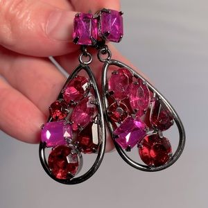 Dangle Earrings in Pink, Magenta, Red